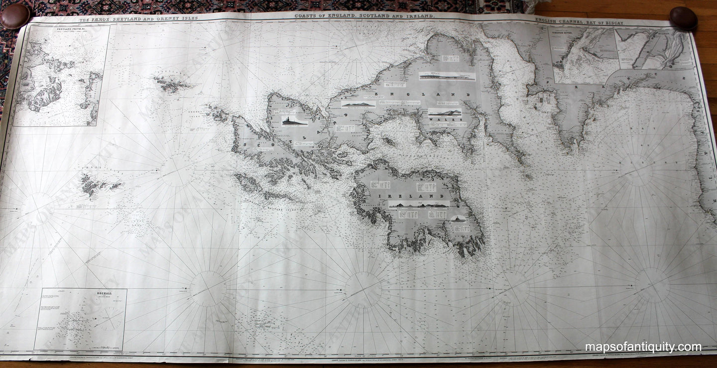 Antique-Nautical-Chart-Orkney-&-Feroe-Islands-to-the-Bay-of-Biscay-Europe--1879-Wilson-Maps-Of-Antiquity