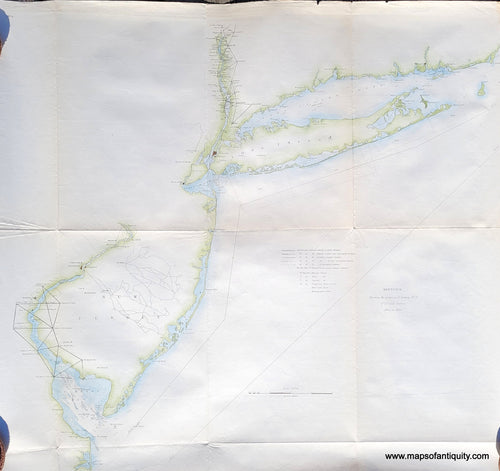Hand-colored-Antique-Coastal-Chart-Northeast-coastline-Sketch-B-Showing-the-progress-of-Section-No.-2-**********-United-States-Northeast-1850-U.S.-Coast-Survey-Maps-Of-Antiquity