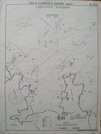 Black-and-White-Antique--Nautical-Chart-Cohasset-Harbor-United-States-Northeast-c.-1915-Eldridge-Maps-Of-Antiquity