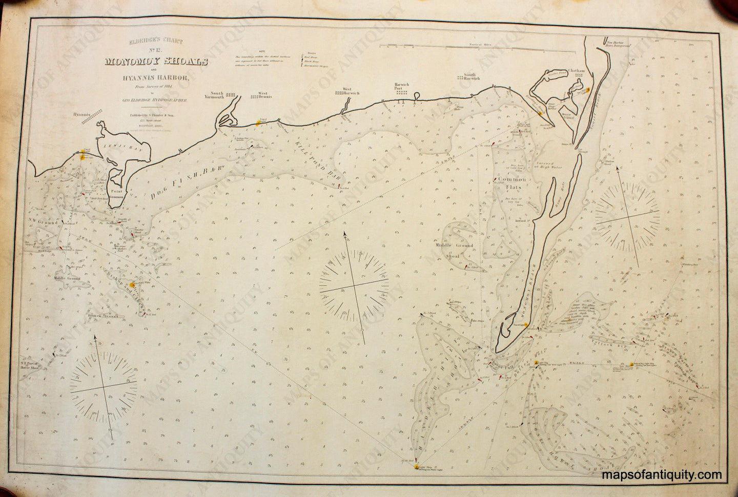 Antique-Nautical-Chart-Eldridge's-Chart-Monomoy-Shoals-and-Hyannis-Harbor-******-Nautical--1885-Eldridge-Maps-Of-Antiquity