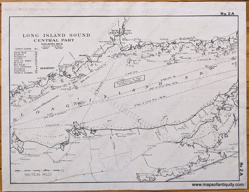 1910 - Long Island Sound Central Part Antique Map Genuine