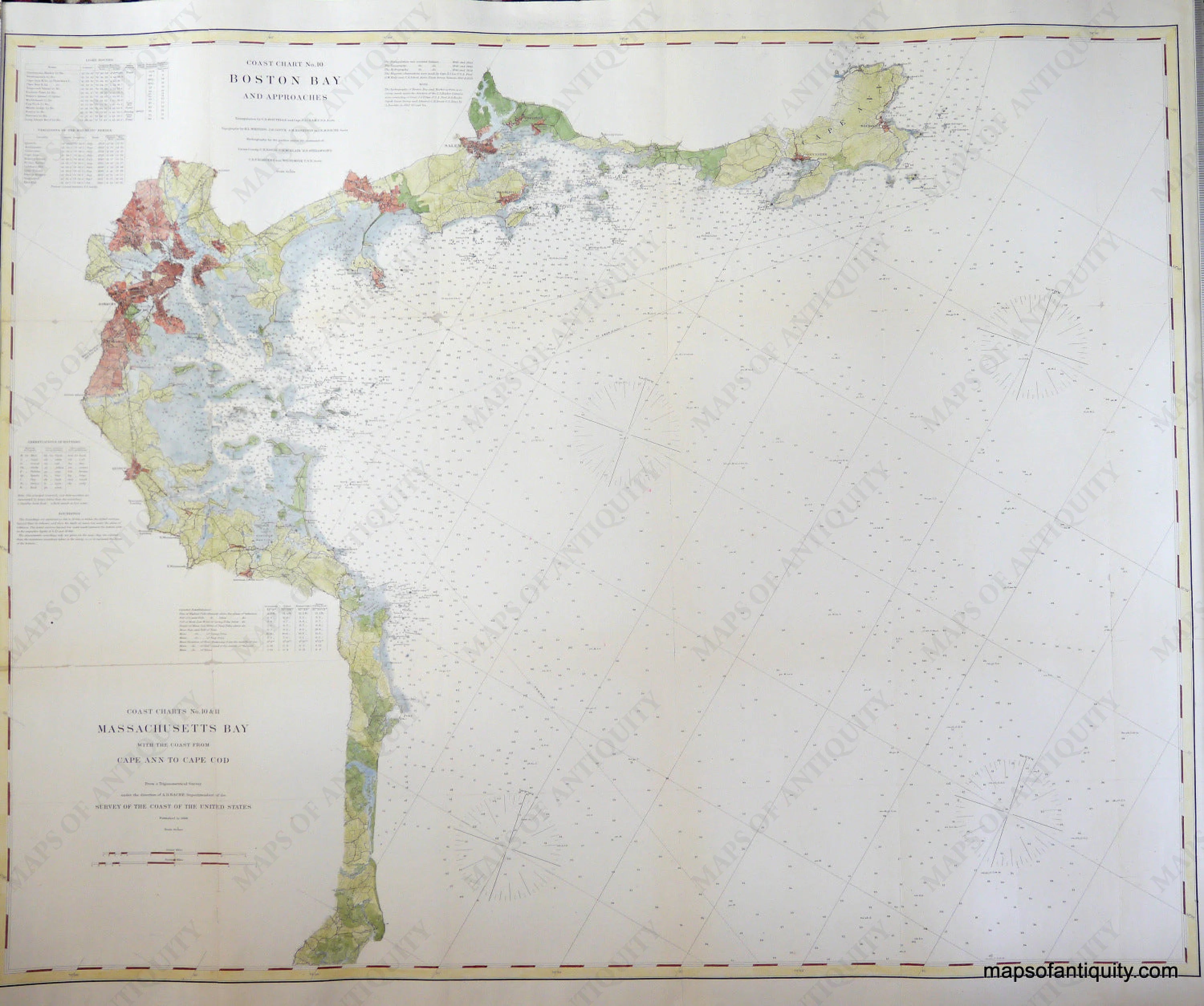 1872 - Boston Bay and Approaches, Chart No. 10 - Antique Chart – Maps ...