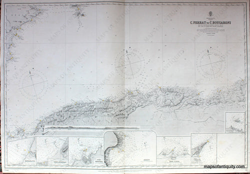 Black-and-White-Antique-Chart-Mediterranean-Algeria---C.-Ferrat-to-Bougaroni-**UNAVAILABLE**-Africa-Algeria-1883-British-Admiralty-Maps-Of-Antiquity