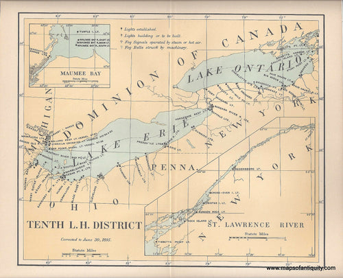 NAU239-Antique-Map-Lighthouses-Lake-Erie-Lake-Ontario-St.-Lawrence-River-Light-Houses-Great-Lakes-1895