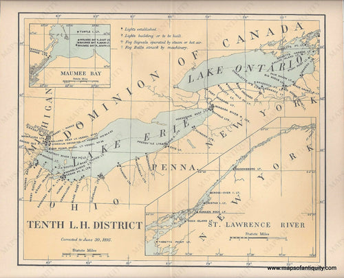 NAU239-Antique-Map-Lighthouses-Lake-Erie-Lake-Ontario-St.-Lawrence-River-Light-Houses-Great-Lakes-1895