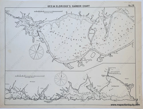 Antique-Black-and-White-Harbor-Chart-Long-Island-Harbor-Charts-of-Great-Peconic-Bay-Little-Peconic-Bay-and-Shinnecock-Bay-Coastal-Report-Charts-New-York-1910-Eldridge-Maps-Of-Antiquity