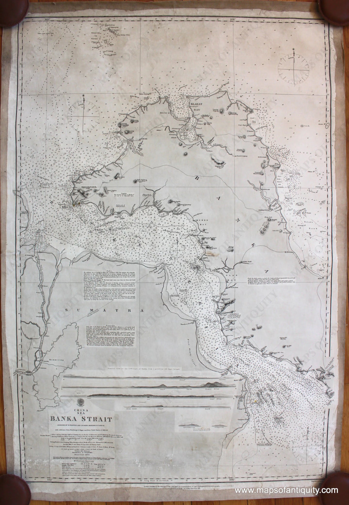 Antique-Nautical-Chart-Indonesia---Banka-Strait--Nautical-Charts-Indonesia-1872-British-Admiralty-Maps-Of-Antiquity