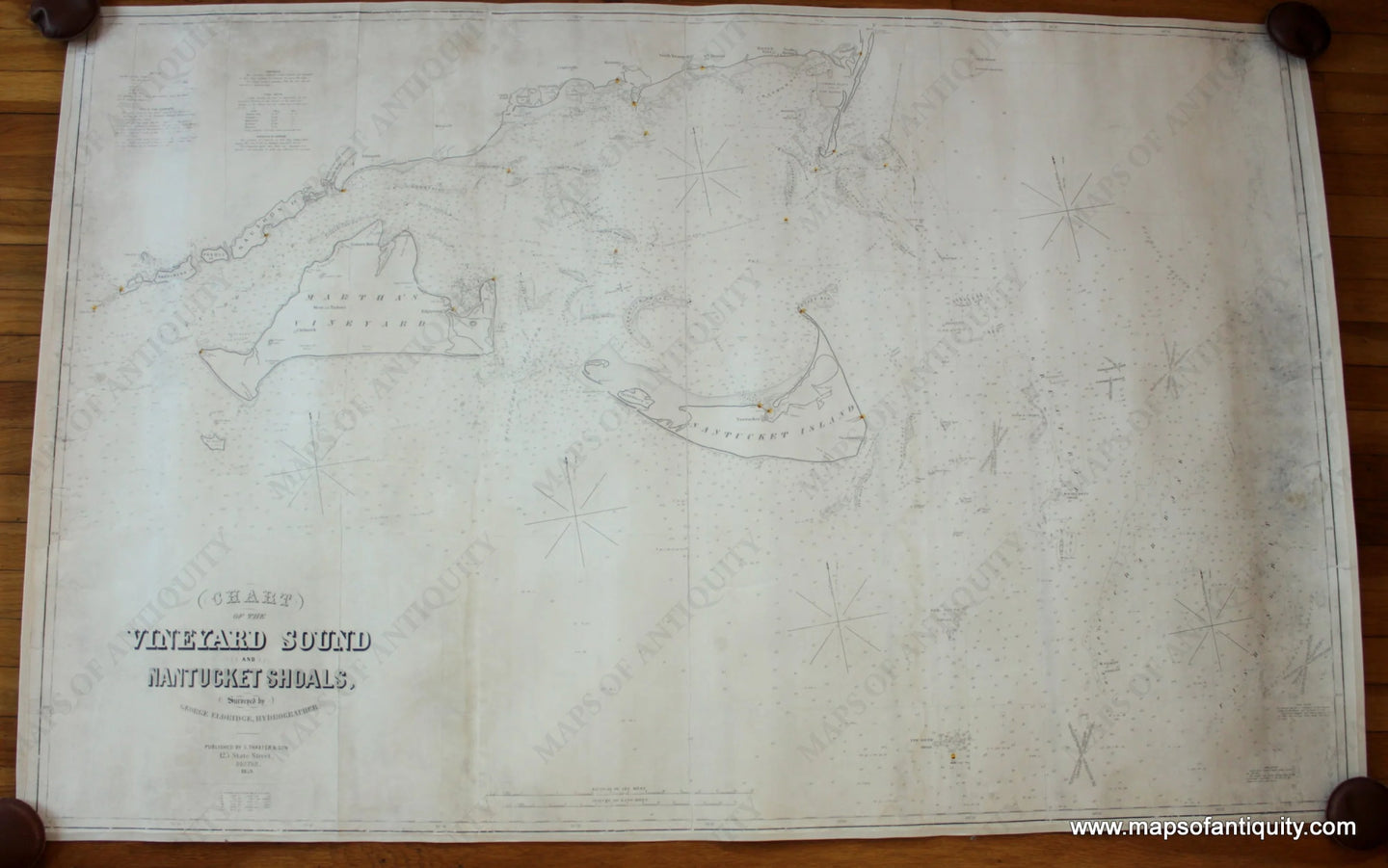 Black-&-White-Antique-Nautical-Chart-Chart-of-the-Vineyard-Sound-and-Nantucket-Shoals-Surveyed-by-George-Eldridge-Hydrographer.-Antique-Nautical-Charts-Massachusetts-Charts-Nantucket-1859-George-Eldridge-Maps-Of-Antiquity