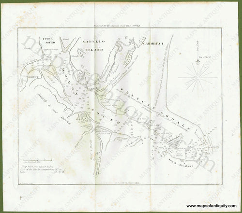 Antique-Uncolored-Harbor-Chart-Sapello-Island-Pelican-Shoals-Doboy-Sound-Massachusetts--1854-Blunt-Maps-Of-Antiquity