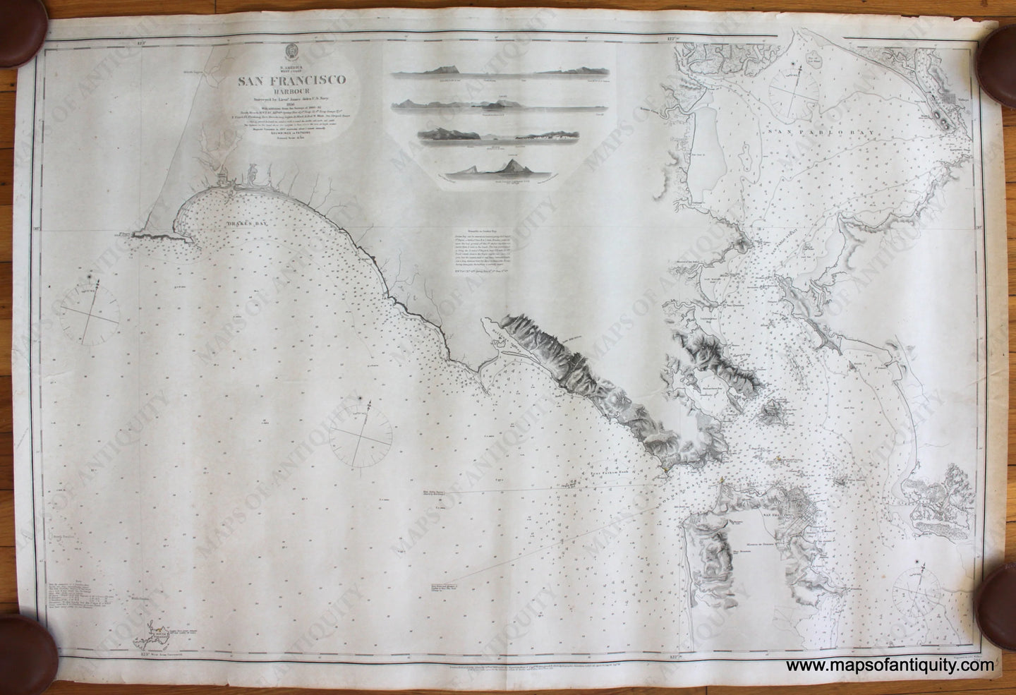 Antique-Nautical-Chart-San-Francisco-Harbour-1865-British-Admiralty-West-1800s-19th-century-Maps-of-Antiquity