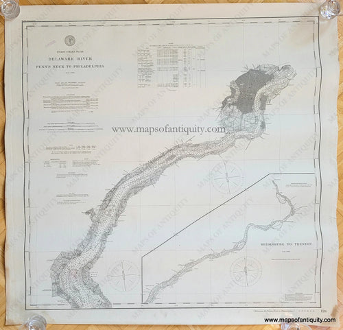 Genuine-Antique-Nautical-Chart-Coast-Chart-No.-126-Delaware-River-Penns-Neck-to-Philadelphia-1896-US-Coast-and-Geodetic-Survey-Maps-Of-Antiquity