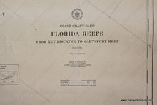 Load image into Gallery viewer, Genuine-Antique-Nautical-Chart-Florida-Reefs-from-Key-Biscayne-to-Carysfort-Reef--1909-U-S-Coast-and-Geodetic-Survey---Maps-Of-Antiquity
