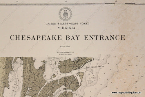 Genuine-Antique-Nautical-Chart-Chesapeake-Bay-Entrance-1911-U-S-Coast-and-Geodetic-Survey---Maps-Of-Antiquity