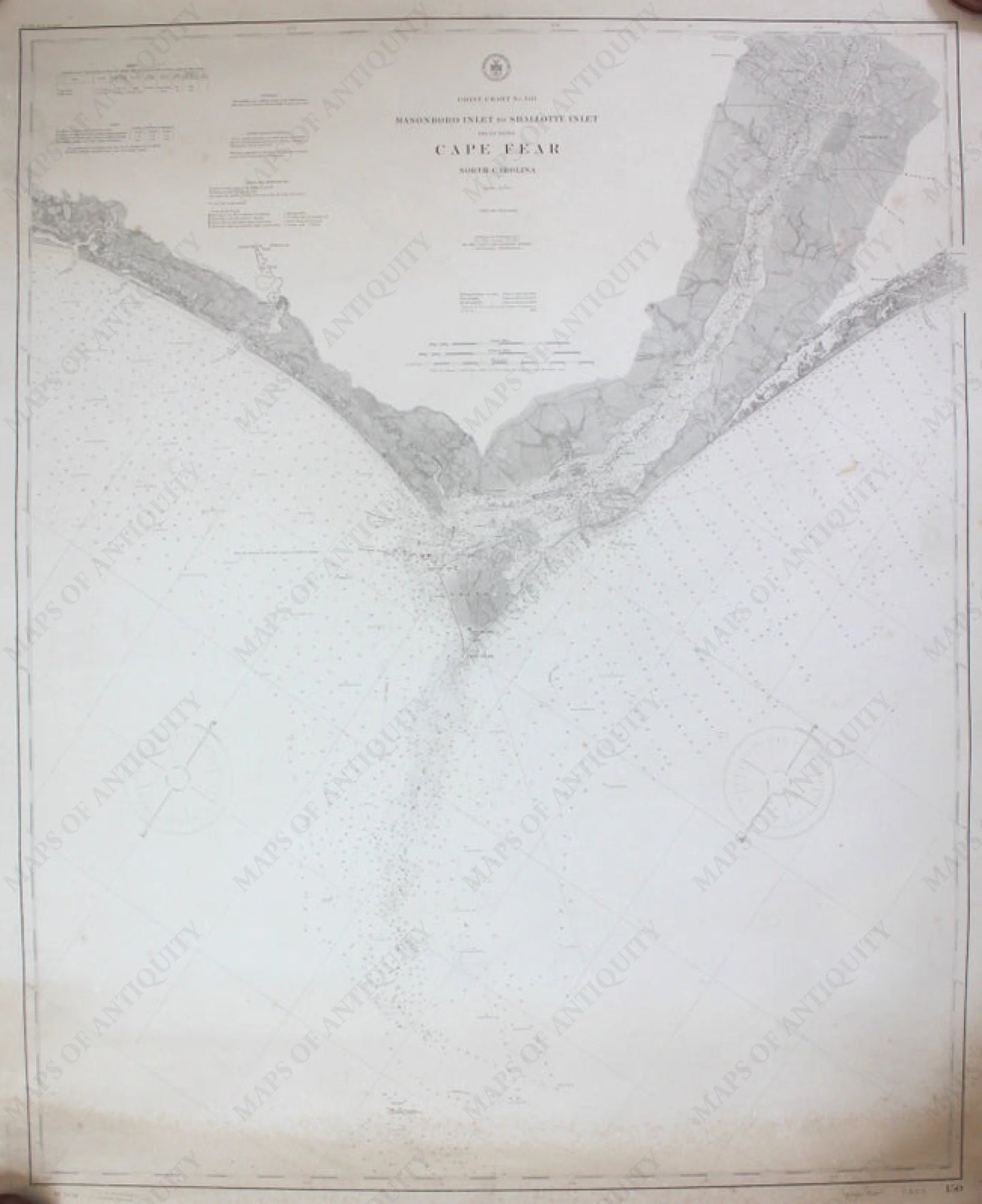 1909 Genuine Antique Nautical Chart Masonboro Inlet to Shallotte Inlet