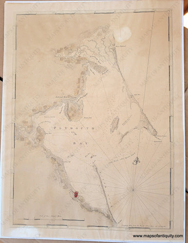 Genuine-Antique-Chart-Des-Barres-Chart-of-Plymouth-Bay-Plymouth-MA-US-Northeast-Charts-Massachusetts-Charts--1779-circa-Des-Barres-Maps-Of-Antiquity-1800s-19th-century