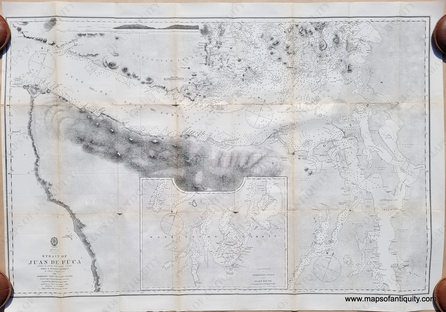 1866 - Strait Of Juan De Fuca (Wa) Antique Chart Genuine Survey