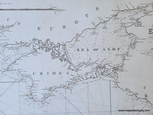 Load image into Gallery viewer, Antique black and white chart of the Black Sea with Crimea and Constantinople.
