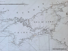 Load image into Gallery viewer, Antique black and white chart of the Black Sea with Crimea and Constantinople.
