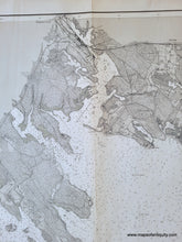 Load image into Gallery viewer, Antique black and white chart of the northern portion of Buzzards Bay
