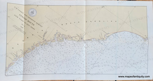 Genuine-Antique-Chart-Inside-Route-Frying-Pan-Shoals-to-St-Marys-Entrance-New-York-to-Key-West-No-3--1936-US-Coast-Geodetic-Survey-Maps-Of-Antiquity