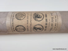 Load image into Gallery viewer, Back label on rolled chart. Large Antique sailing chart of Chesapeake Bay with water depths, cities, coastlines. small spots of original color indicates lighthouses.
