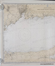 Load image into Gallery viewer, Antique map of Long Island Sound and Connecticut coast with original color yellow-tan for land
