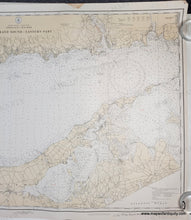 Load image into Gallery viewer, Antique map of Long Island Sound and Connecticut coast with original color yellow-tan for land
