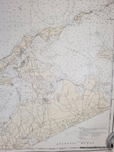 Load image into Gallery viewer, Antique map of Long Island Sound and Connecticut coast with original color yellow-tan for land
