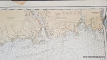 Load image into Gallery viewer, Antique map of Long Island Sound and Connecticut coast with original color yellow-tan for land
