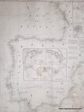 Load image into Gallery viewer, 1856 - Untitled Chart of the Mediterranean Ocean, from the Atlantic to Italy - Genuine Antique Chart
