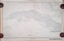 Load image into Gallery viewer, 1888 - West Indies, Island of Cuba, Cape San Antonio to Longitude 76 degrees West,  with Adjacent Part of Great Bahama Bank - Genuine Antique Chart
