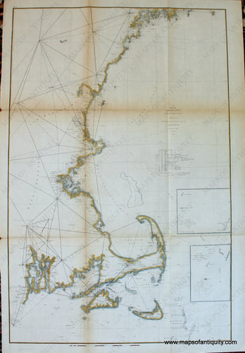 Hand-Colored-Antique-Report-Chart-Sketch-A-Shewing-the-Progress-of-the-Survey-in-Section-No.-1-1844-to-1862**********-Nautical-Northeast-General-1862-U.S.-Coast-Survey-Maps-Of-Antiquity