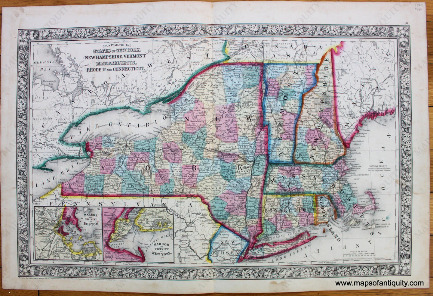 Antique-Map-County-Map-of-the-States-of-New-York-New-Hampshire-Vermont-Massachusetts-Rhode-Island-and-Connecticut.