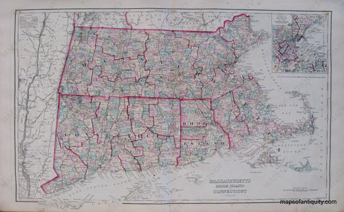 Antique-Hand-Colored-Map-Massachusetts-Rhode-Island-and-Connecticut-United-States-Massachusetts-1876-Gray-Maps-Of-Antiquity