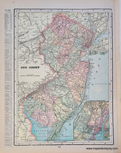 Load image into Gallery viewer, Antique map with vibrant original printed color New Jersey by Cram, 1900.
