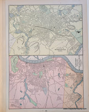 Load image into Gallery viewer, Antique map with vibrant original printed color City of Worcester Massachusetts, Springfield MA,, by Cram, 1900.
