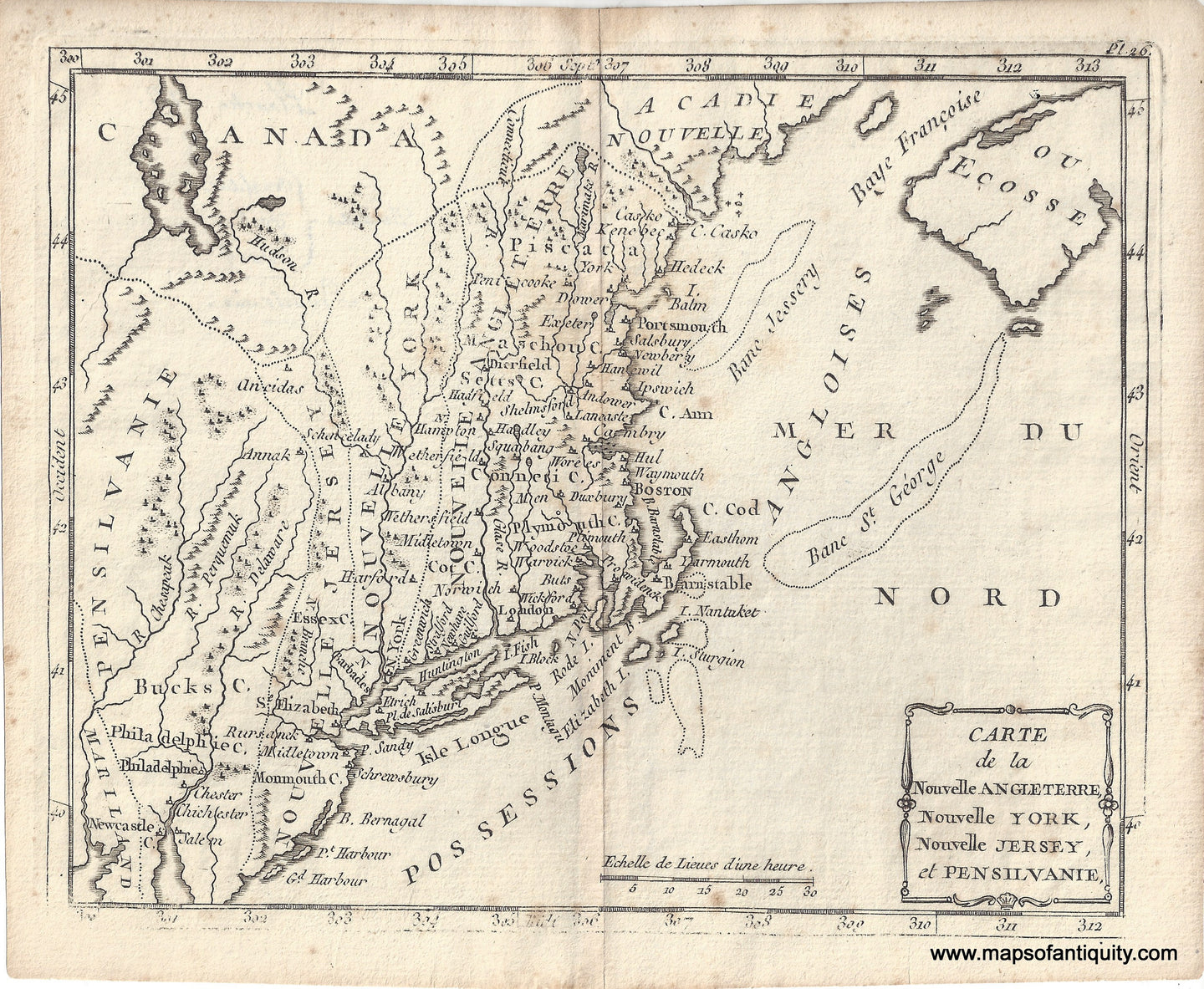 1811 - Carte de la Nouvelle Angleterre, Nouvelle York, Nouvelle Jersey, et Pensilvanie - Antique Map