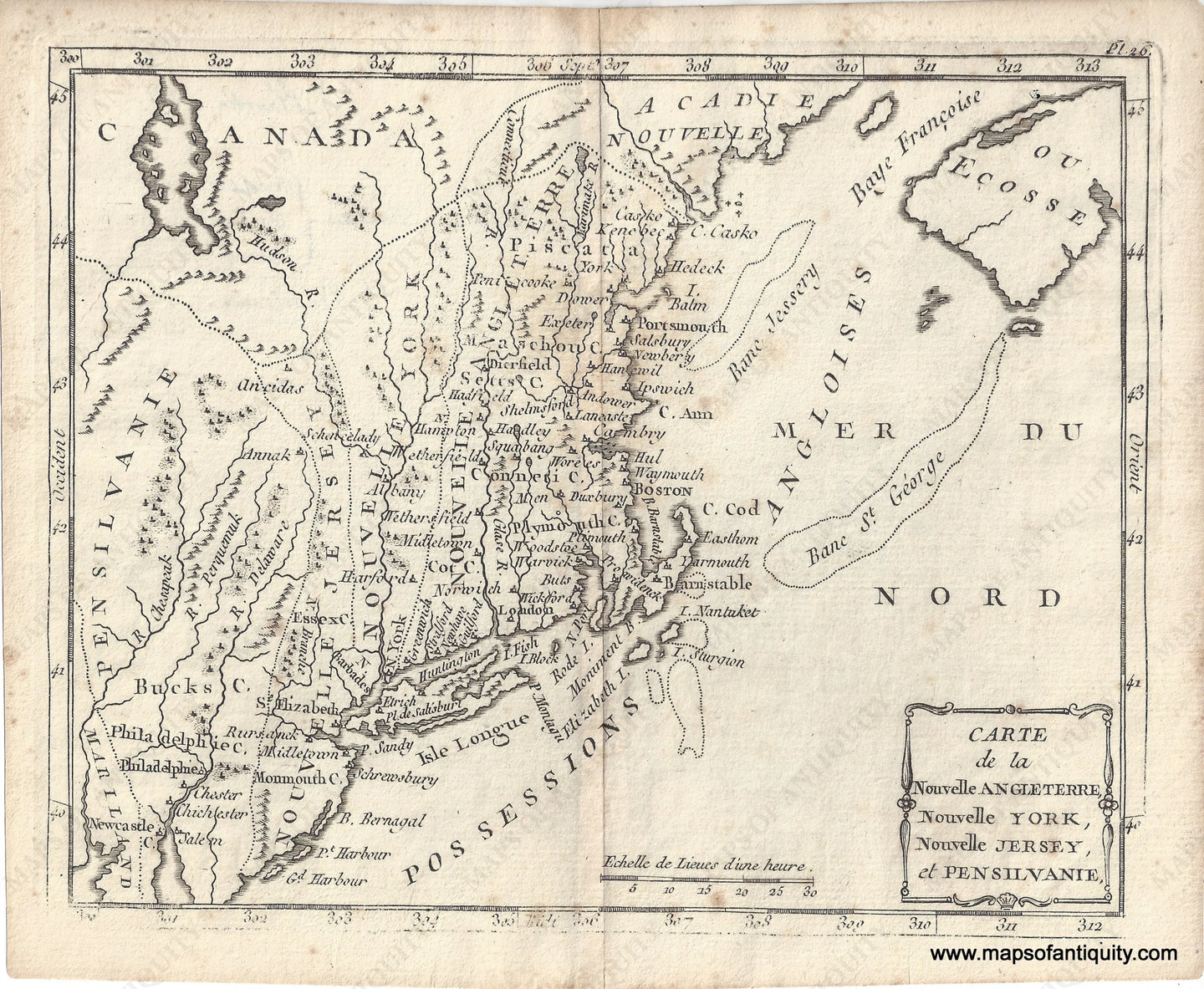 1811 - Carte De La Nouvelle Angleterre York Jersey Et Pensilvanie Antique Map Genuine Uncolored