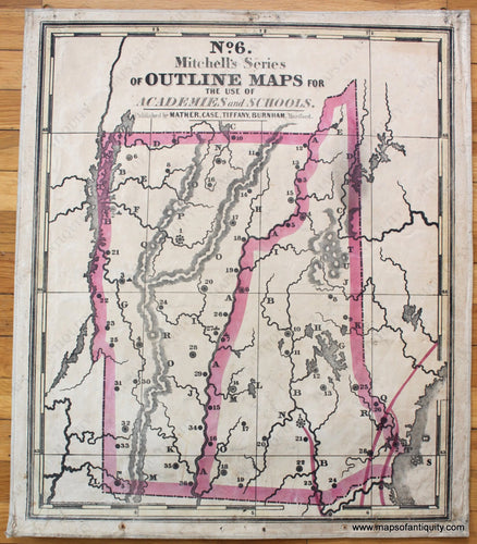 Antique-Hand-Colored-School-Map-No.-6.-Mitchell's-Series-of-Outline-Maps-for-the-use-of-Academies-&-Schools.-Vermont-and-New-Hampshire-**********-United-States-Northeast-1841-Mitchell-Maps-Of-Antiquity