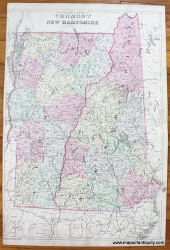 Antique-Hand-Colored-Map-County-and-Township-Map-of-Vermont-and-New-Hampshire-United-States-Northeast-1884-Bradley-Maps-Of-Antiquity