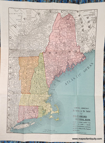 Genuine-Antique-Map-Rand-McNally-Co-s-Pocket-Map-of-the-New-England-States-1909-Rand-McNally-Co--Maps-Of-Antiquity