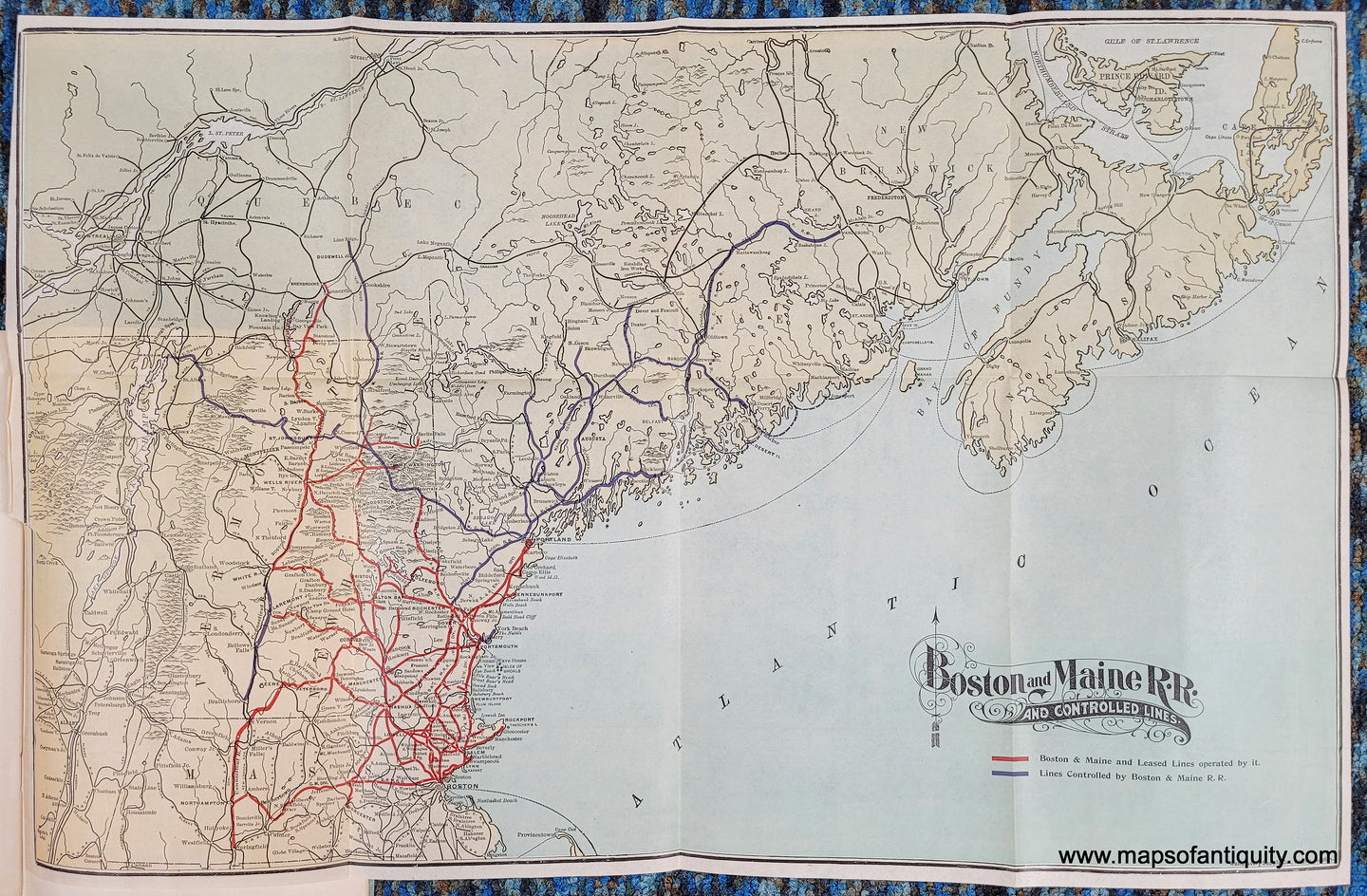 1896 - Boston and Maine Railroad  and Controlled Lines- Antique Map