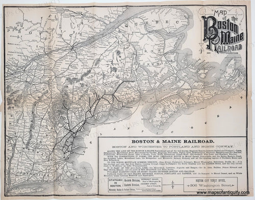 Genuine-Antique-Map-Map-of-the-Boston-and-Maine-Railroad-and-Connections-1887-Rand-Avery-Supply-Co--Maps-Of-Antiquity
