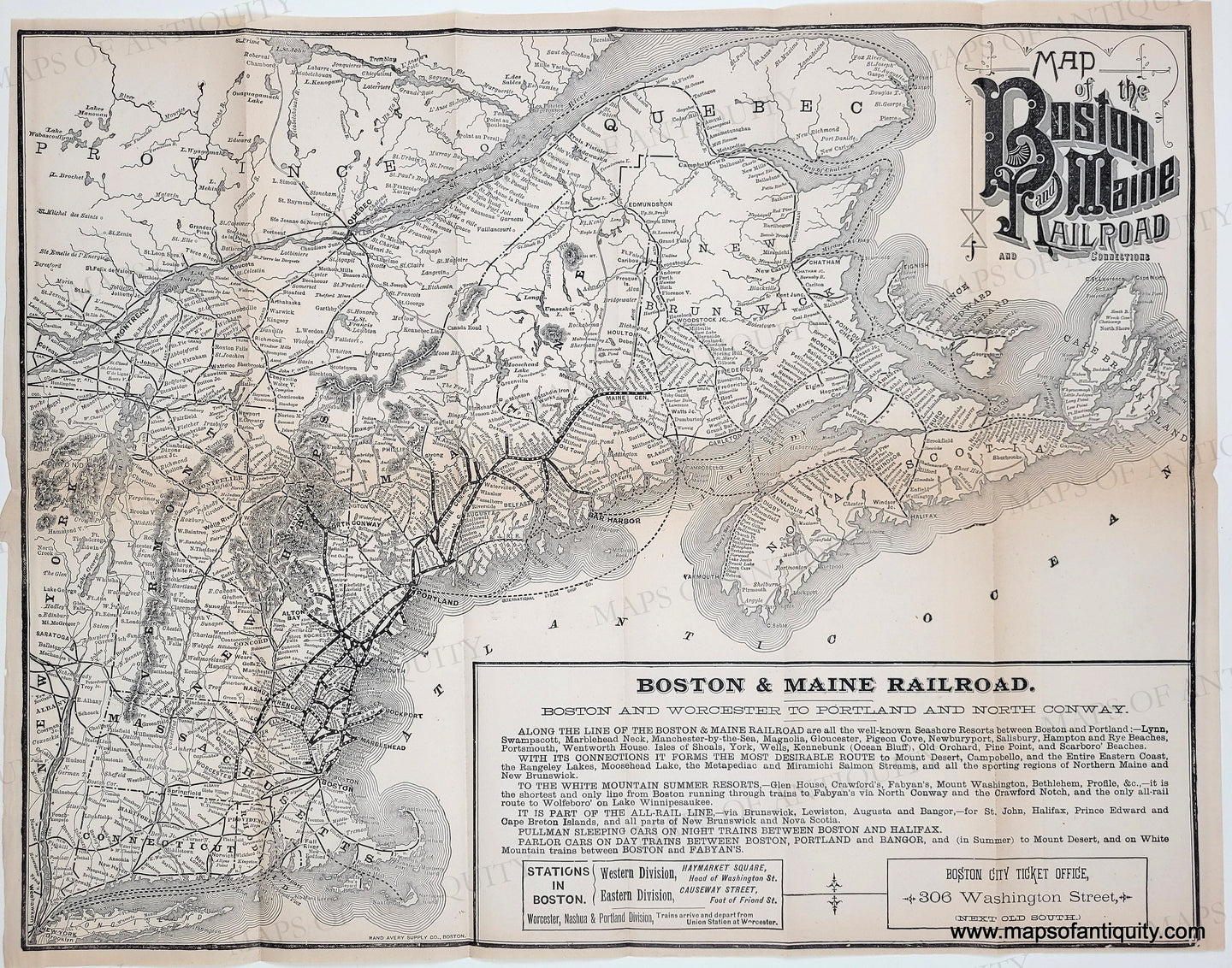 Genuine-Antique-Map-Map-of-the-Boston-and-Maine-Railroad-and-Connections-1887-Rand-Avery-Supply-Co--Maps-Of-Antiquity