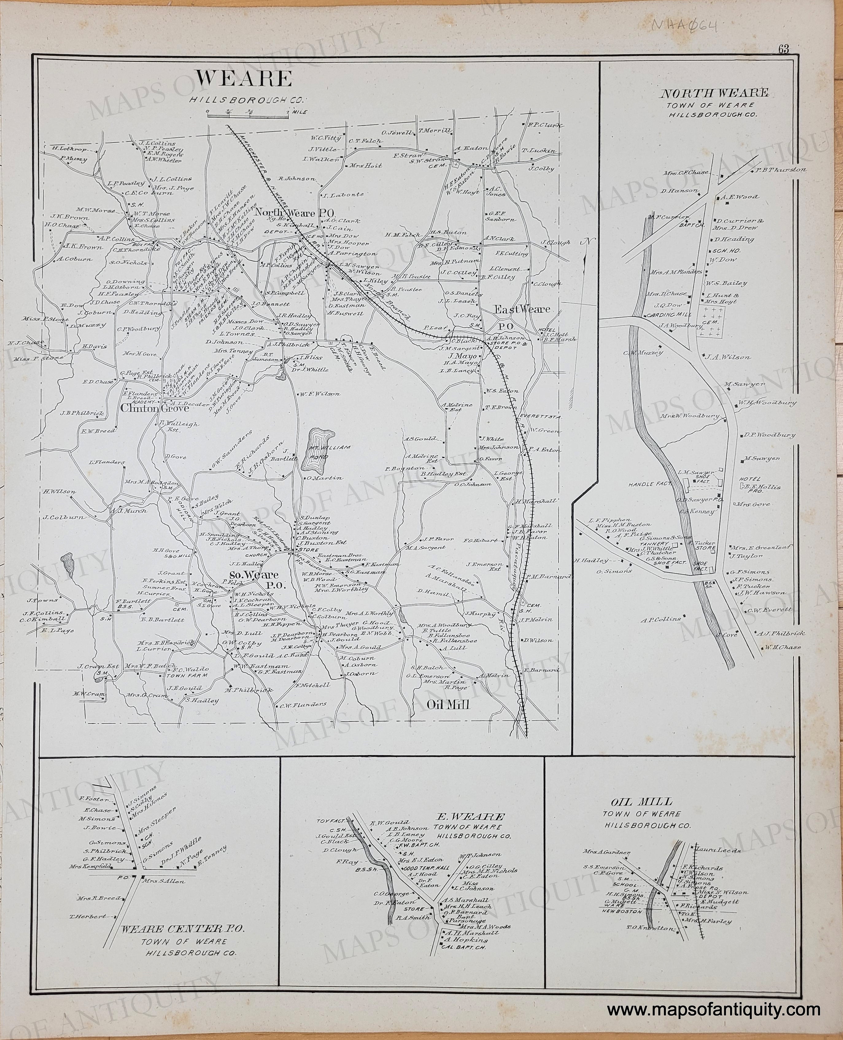 1892 - Weare (NH) - Antique Map – Maps of Antiquity