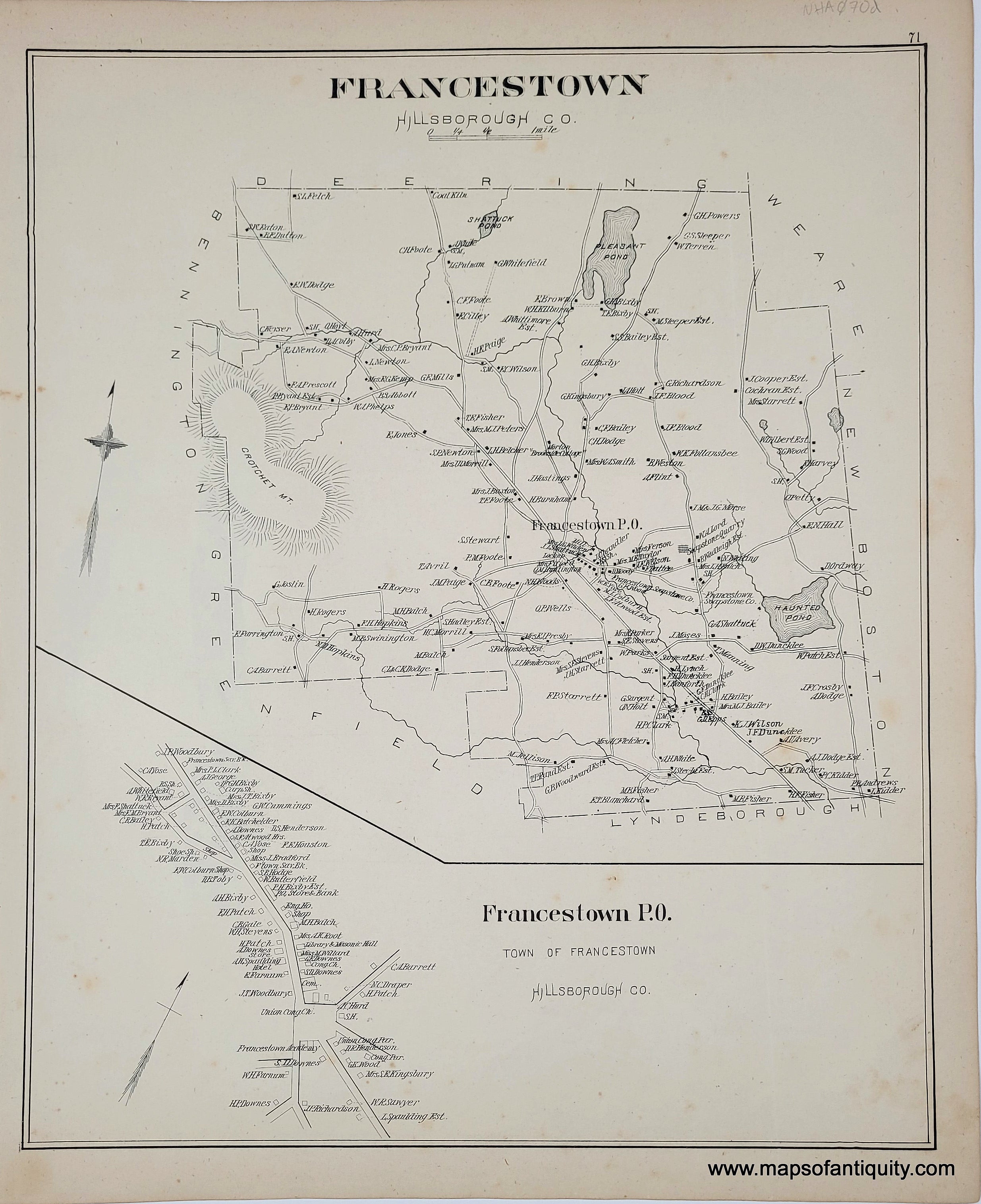 1892 - Francestown (NH) - Antique Map – Maps of Antiquity
