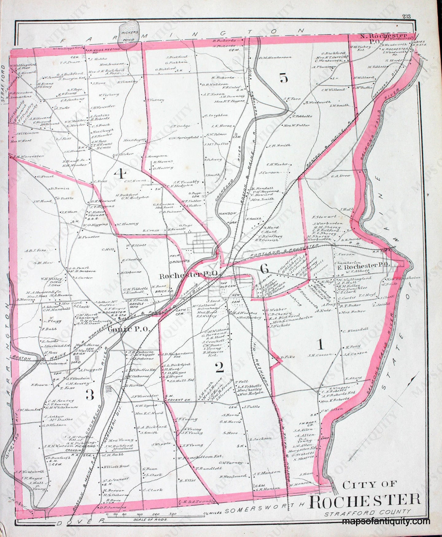 Detailed Rochester Nh Map 1892 - City of Rochester (NH) - Antique Map – Maps of Antiquity