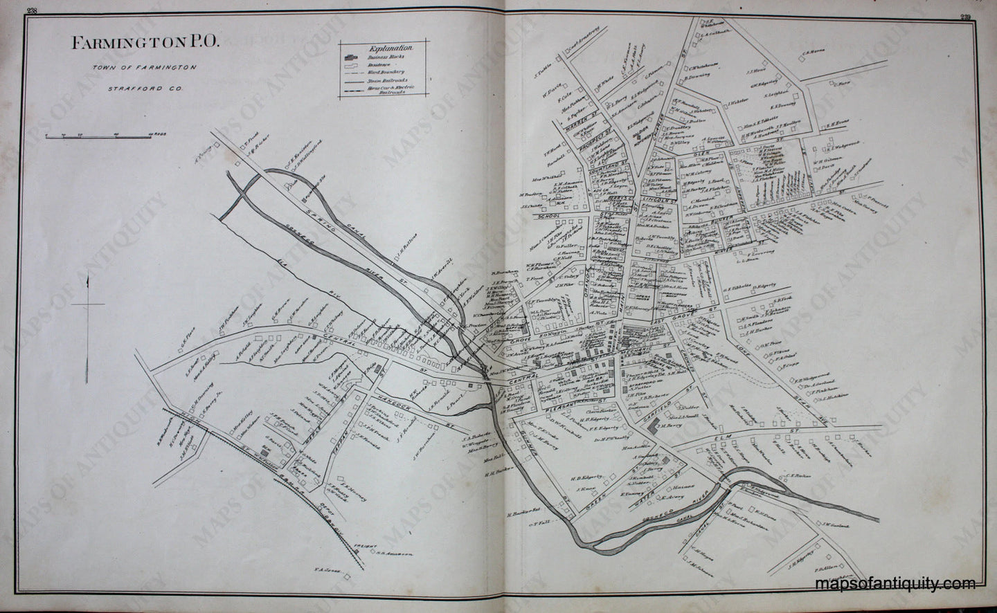 Antique-Map-Farmington-P.O.-(NH)-New-Hampshire--1892-Hurd-Maps-Of-Antiquity