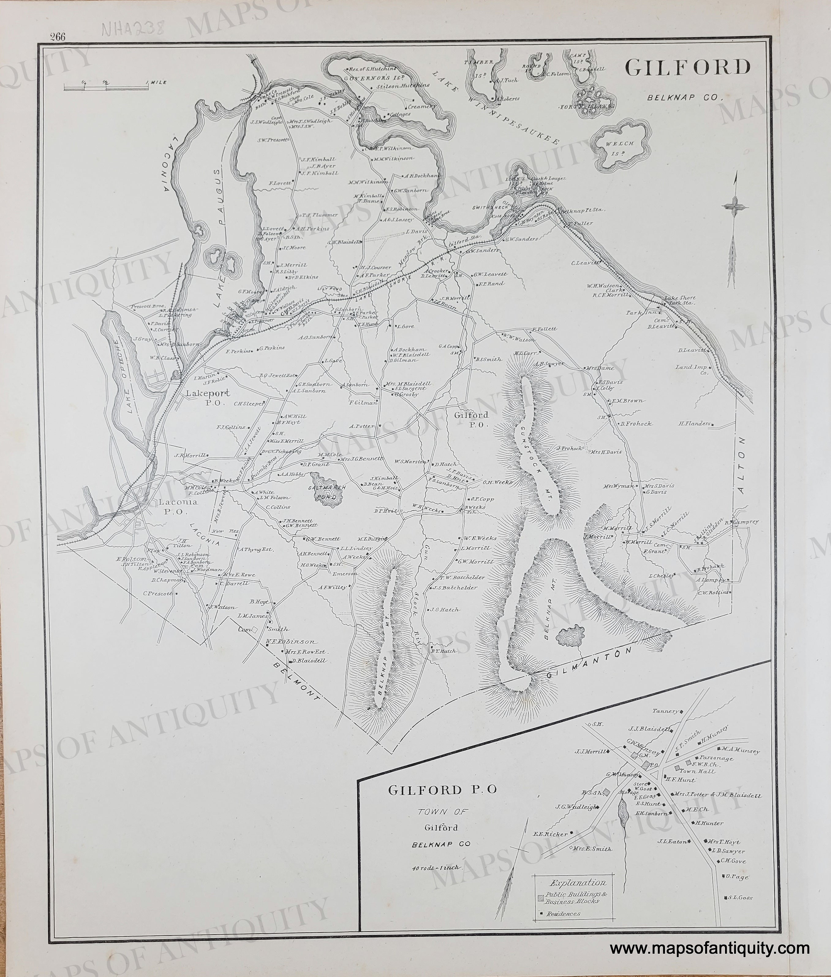 1892 - Gilford (NH) - Antique Map – Maps of Antiquity