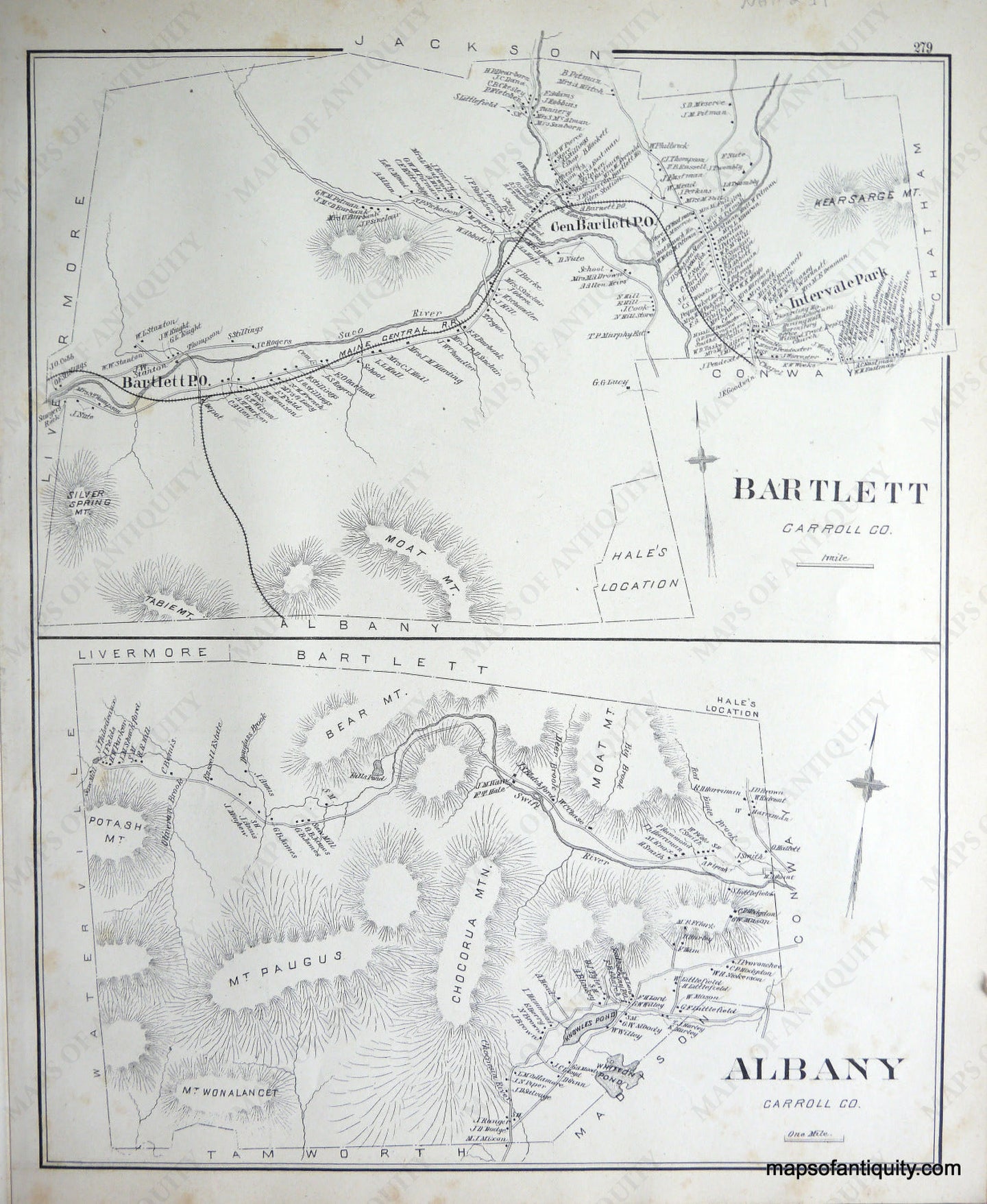 1892 - Bartlett, Albany (NH) - Antique Map - Maps of Antiquity